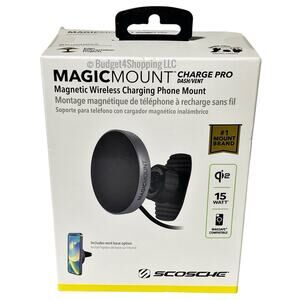 Scosche MagicMount Charge Pro Qi2 15W MagSafe Car Mount Charger Dash/Vent Black